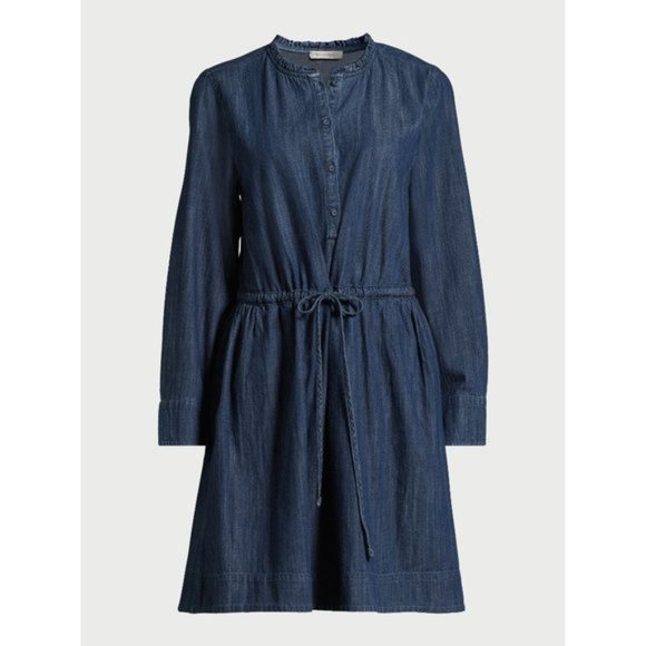 Free Assembly Women’s Denim Ruffle Neck Mini Dress - Picture 5 of 5